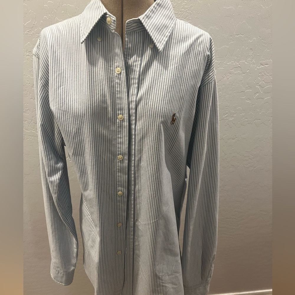 Blue and White Ralph Lauren Button down Shirt size large